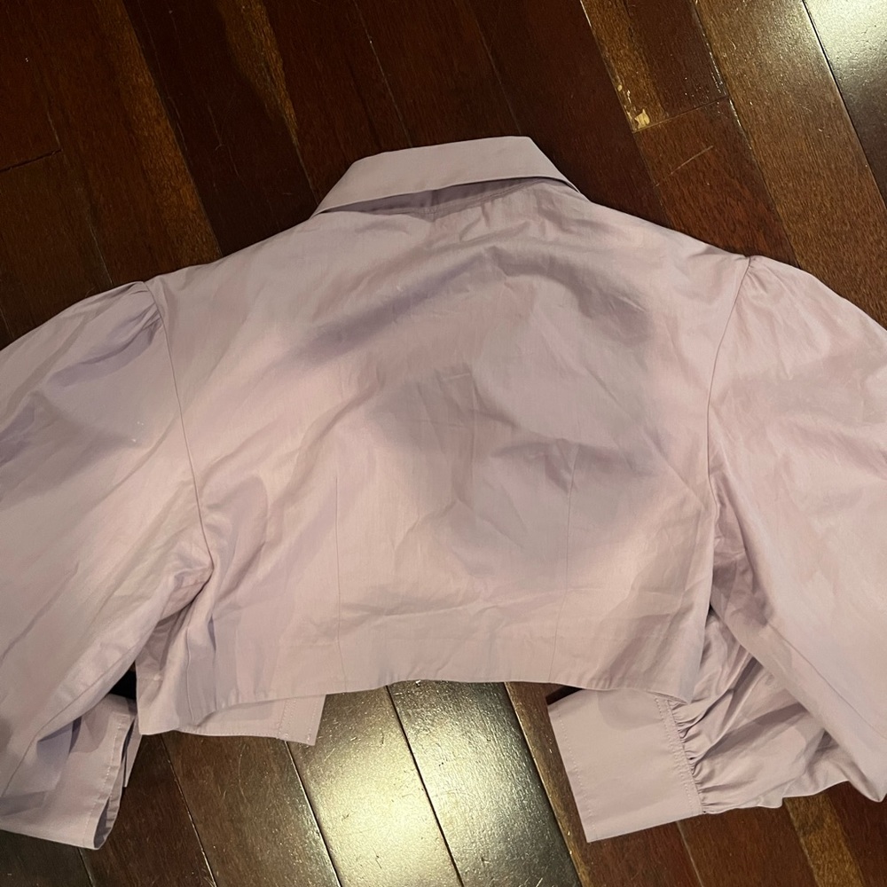 Zara Light Purple Button Up Crop Top Xs - image 4